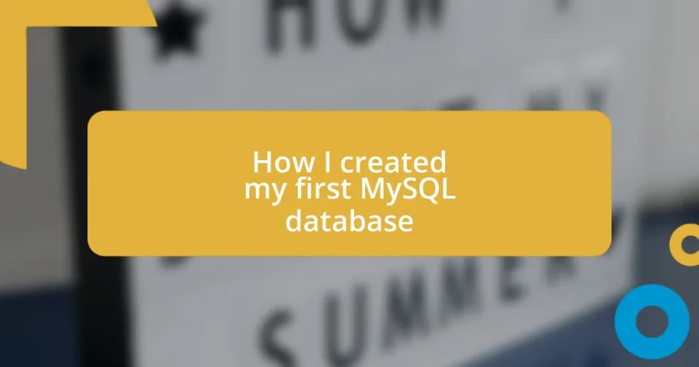 How I created my first MySQL database