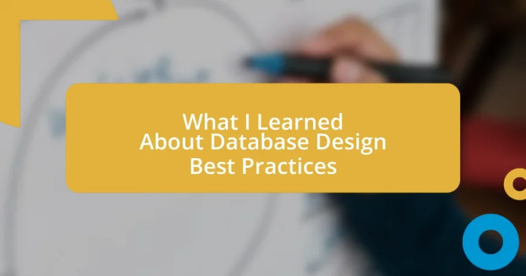 What I Learned About Database Design Best Practices